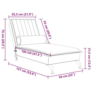 Massage Chaiselongue Dunkelgrau Samt