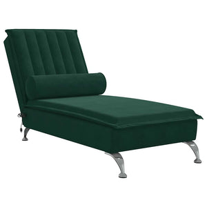 Massage Chaiselongue Dunkelgrün Samt