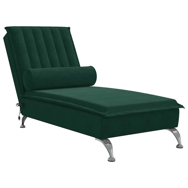 Massage Chaiselongue Dunkelgrün Samt