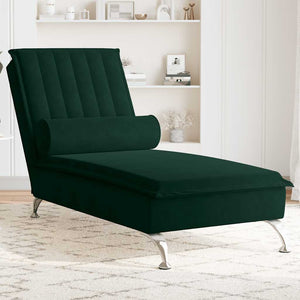 Massage Chaiselongue Dunkelgrün Samt