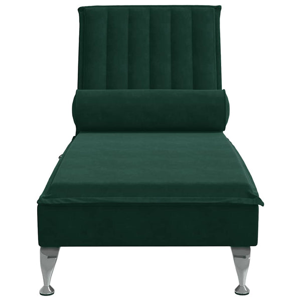 Massage Chaiselongue Dunkelgrün Samt