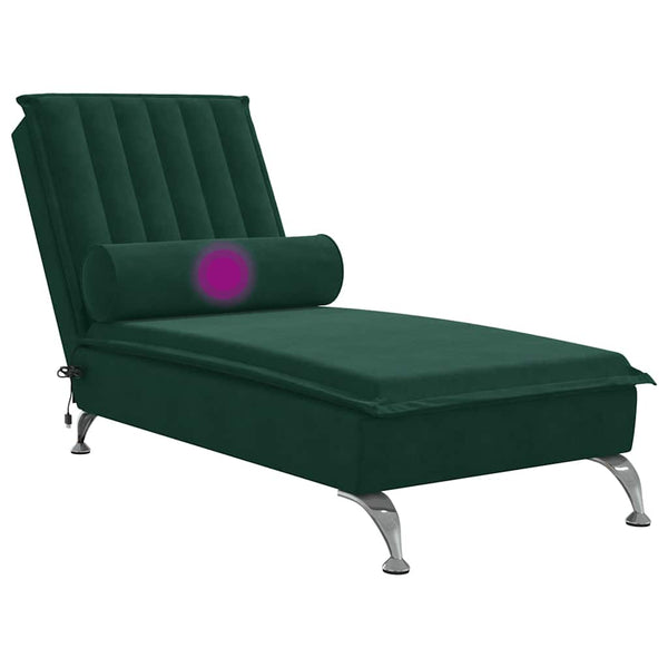 Massage Chaiselongue Dunkelgrün Samt