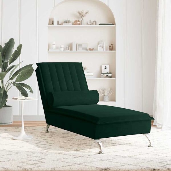 Massage Chaiselongue Dunkelgrün Samt