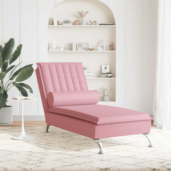 Massage Chaiselongue Rosa Samt