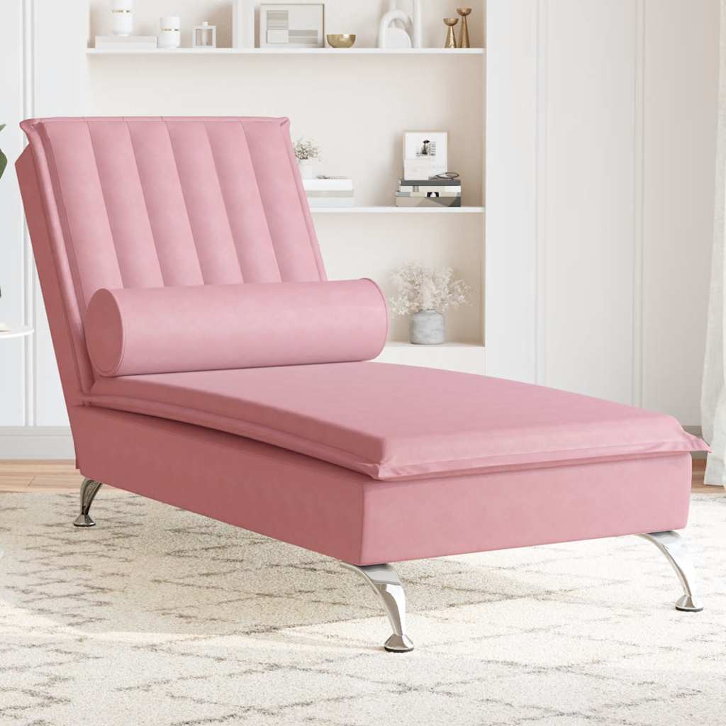 Massage Chaiselongue Rosa Samt