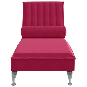 Massage Chaiselongue Weinrot Samt