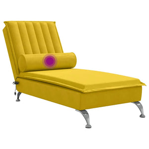 Gelbe Samt Massage Chaiselongue mit Nackenrolle