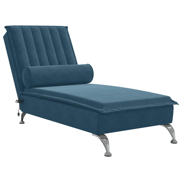Blaue Samt Massage Chaiselongue mit Nackenrolle