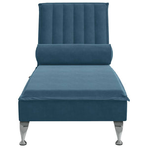 Blaue Samt Massage Chaiselongue mit Nackenrolle