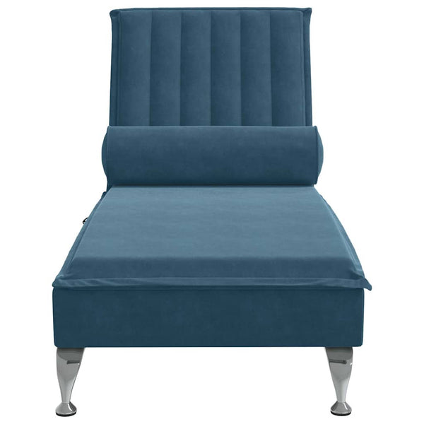 Blaue Samt Massage Chaiselongue mit Nackenrolle