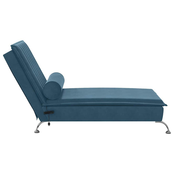 Blaue Samt Massage Chaiselongue mit Nackenrolle