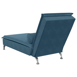 Blaue Samt Massage Chaiselongue mit Nackenrolle