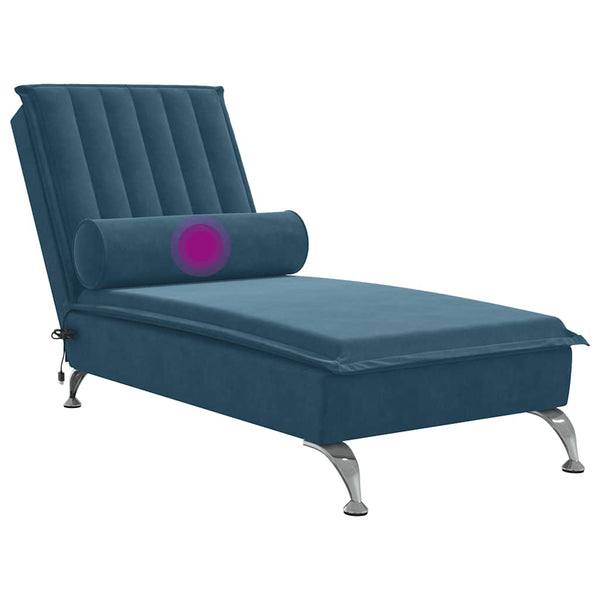 Blaue Samt Massage Chaiselongue mit Nackenrolle