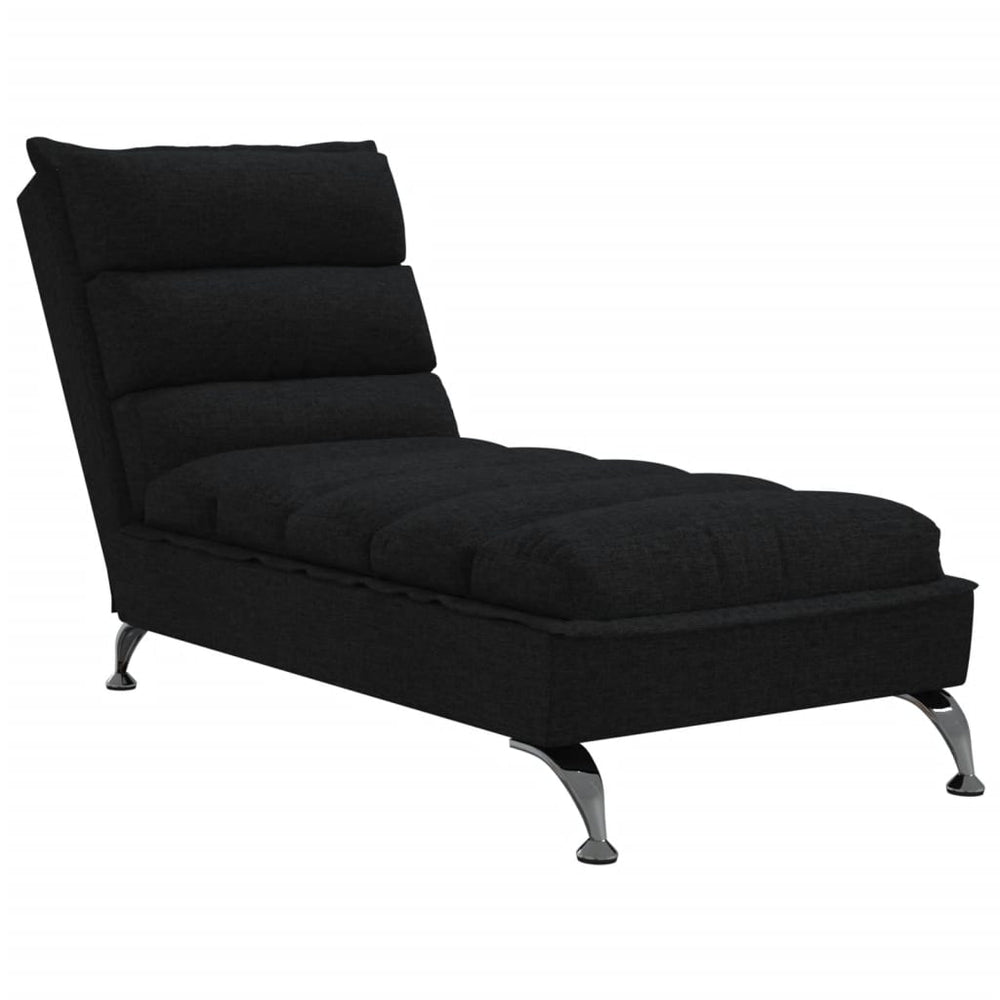 vidaXL Chaise longue avec coussin noir en tissu