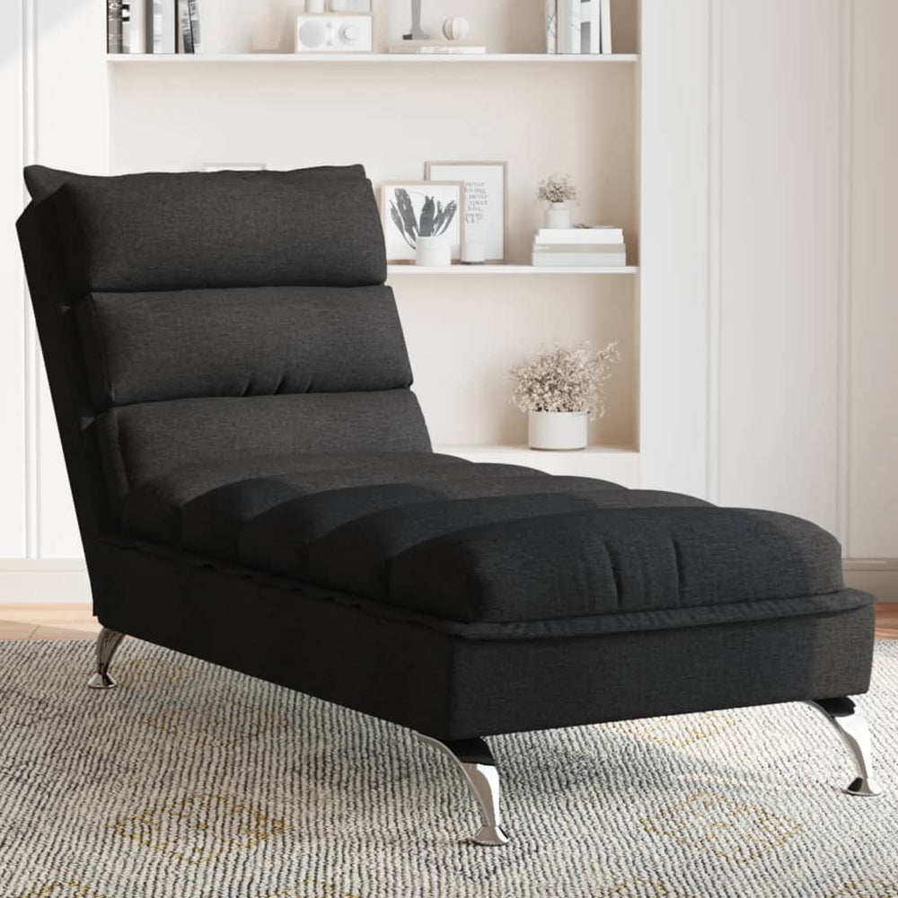 vidaXL Chaise longue avec coussin noir en tissu