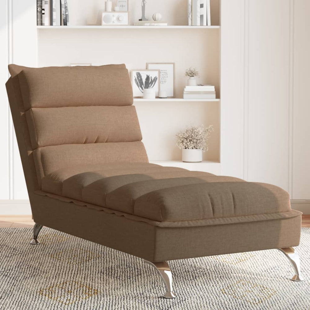 vidaXL Chaise longue avec coussin Tissu Marron