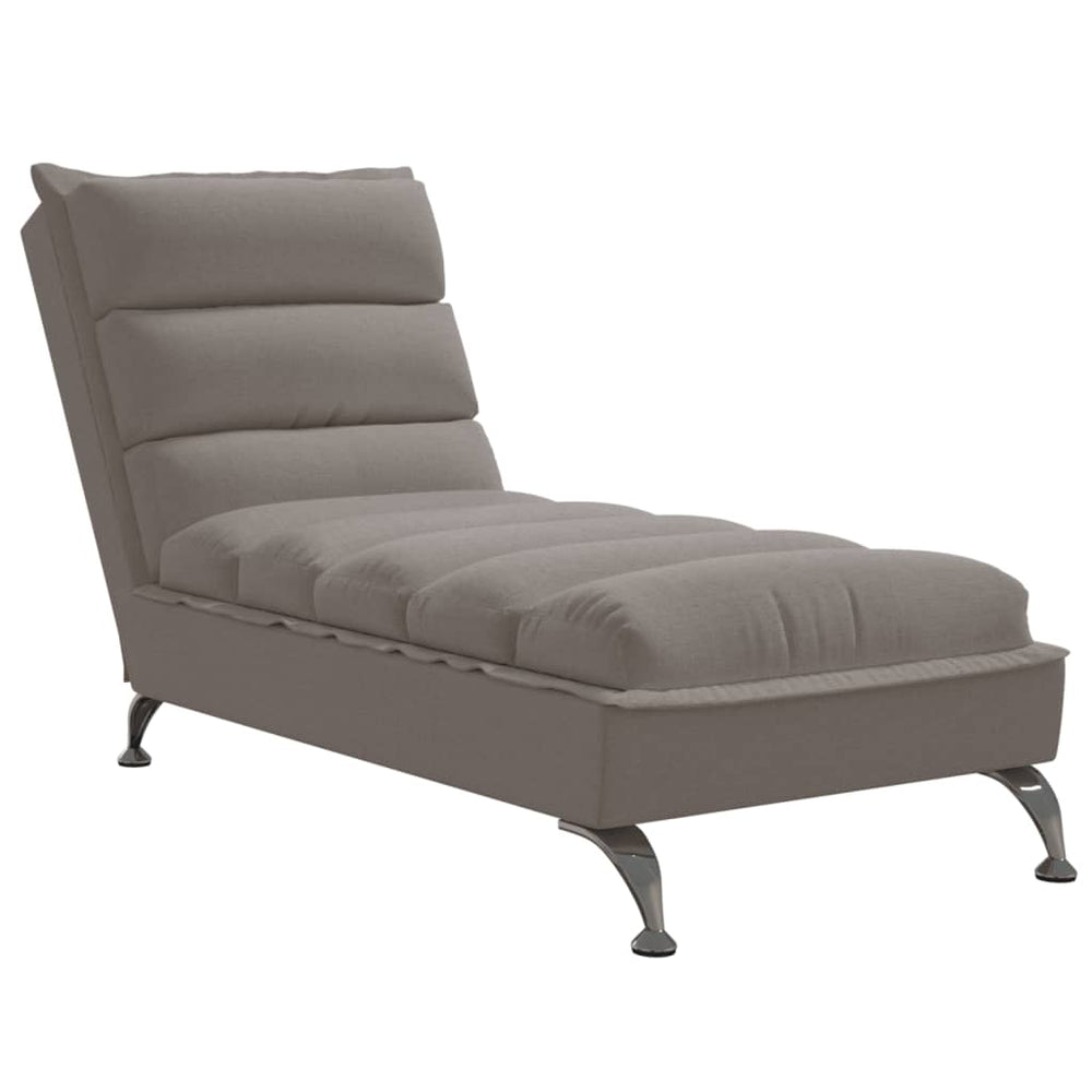 vidaXL Chaise longue avec oreiller en tissu taupe