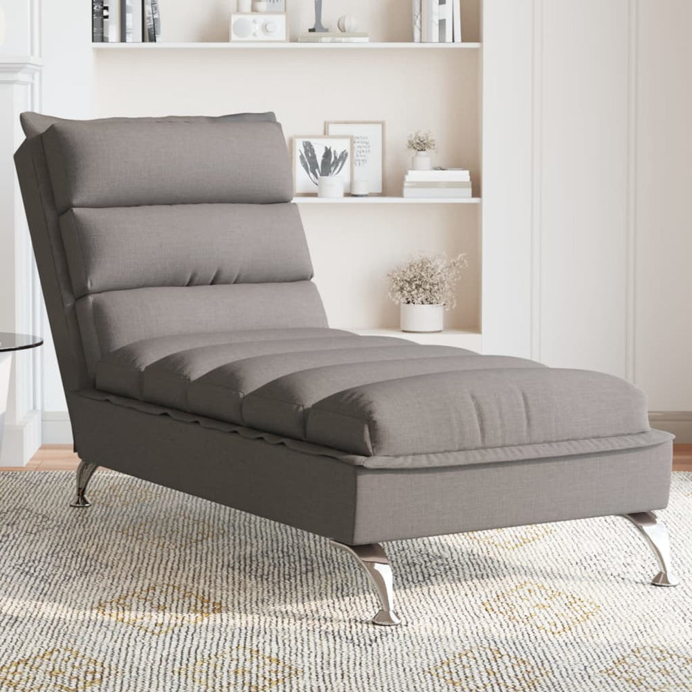 vidaXL Chaise longue avec oreiller en tissu taupe
