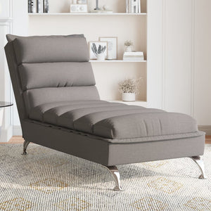 Chaiselongue Taupe Stoff mit Kissen