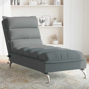 Massage Chaiselongue Dunkelgrau mit Kissen