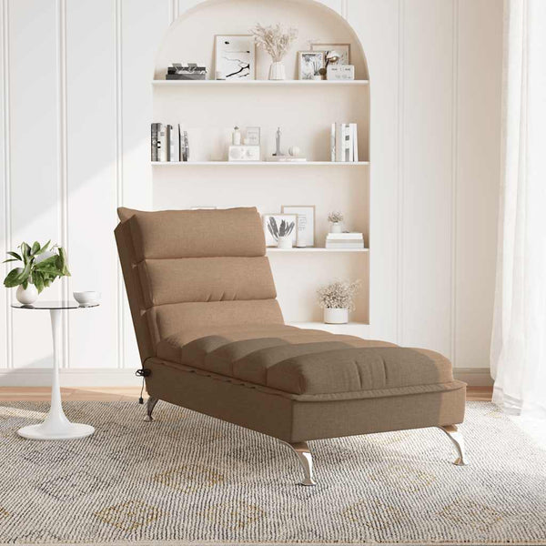 Massage Chaiselongue Braun Stoff