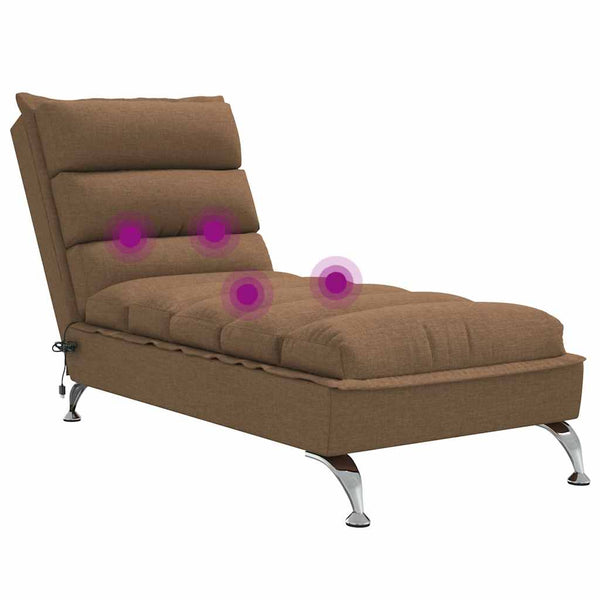 Massage Chaiselongue Braun Stoff
