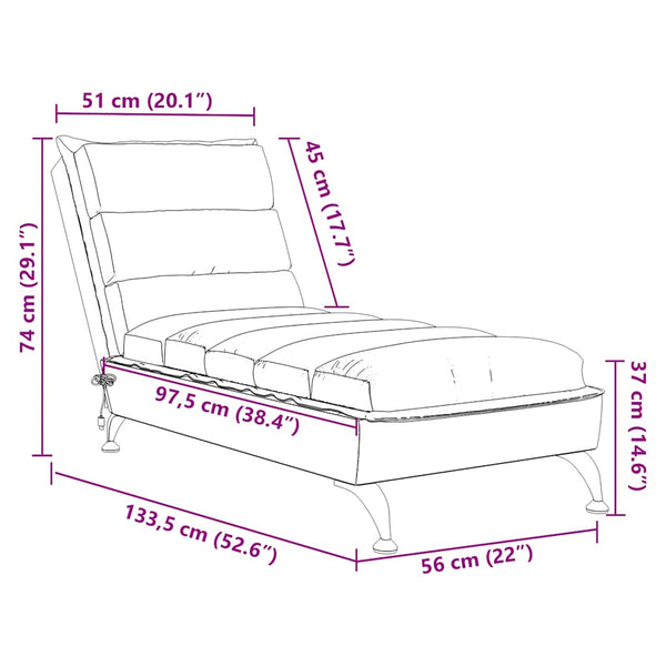 Massage Chaiselongue Braun Stoff