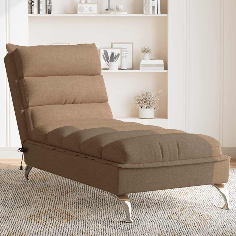 vidaXL Chaise longue de massage avec coussin marron Tissu