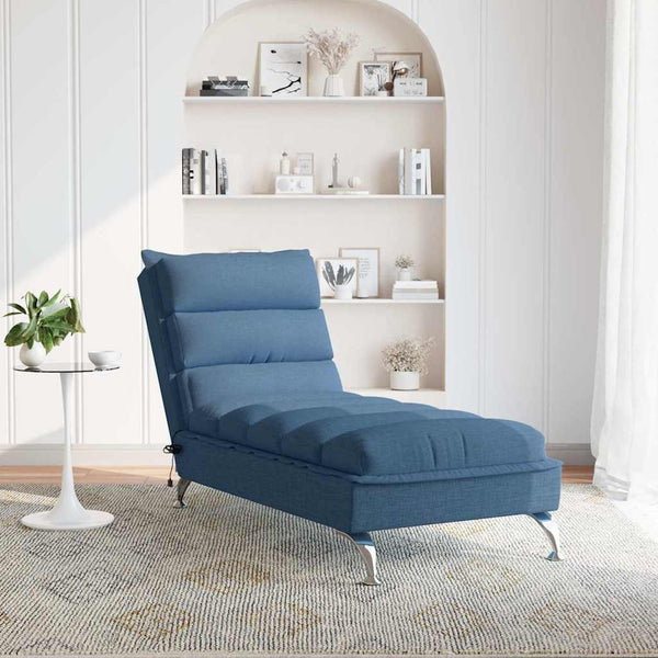 Massage Chaiselongue Blau mit Kissen