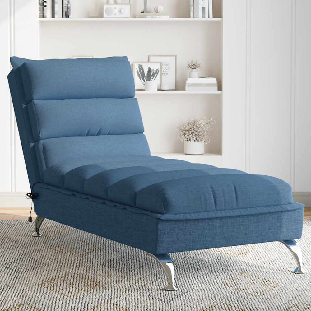 vidaXL Chaise longue de massage avec oreiller Bleu Tissu