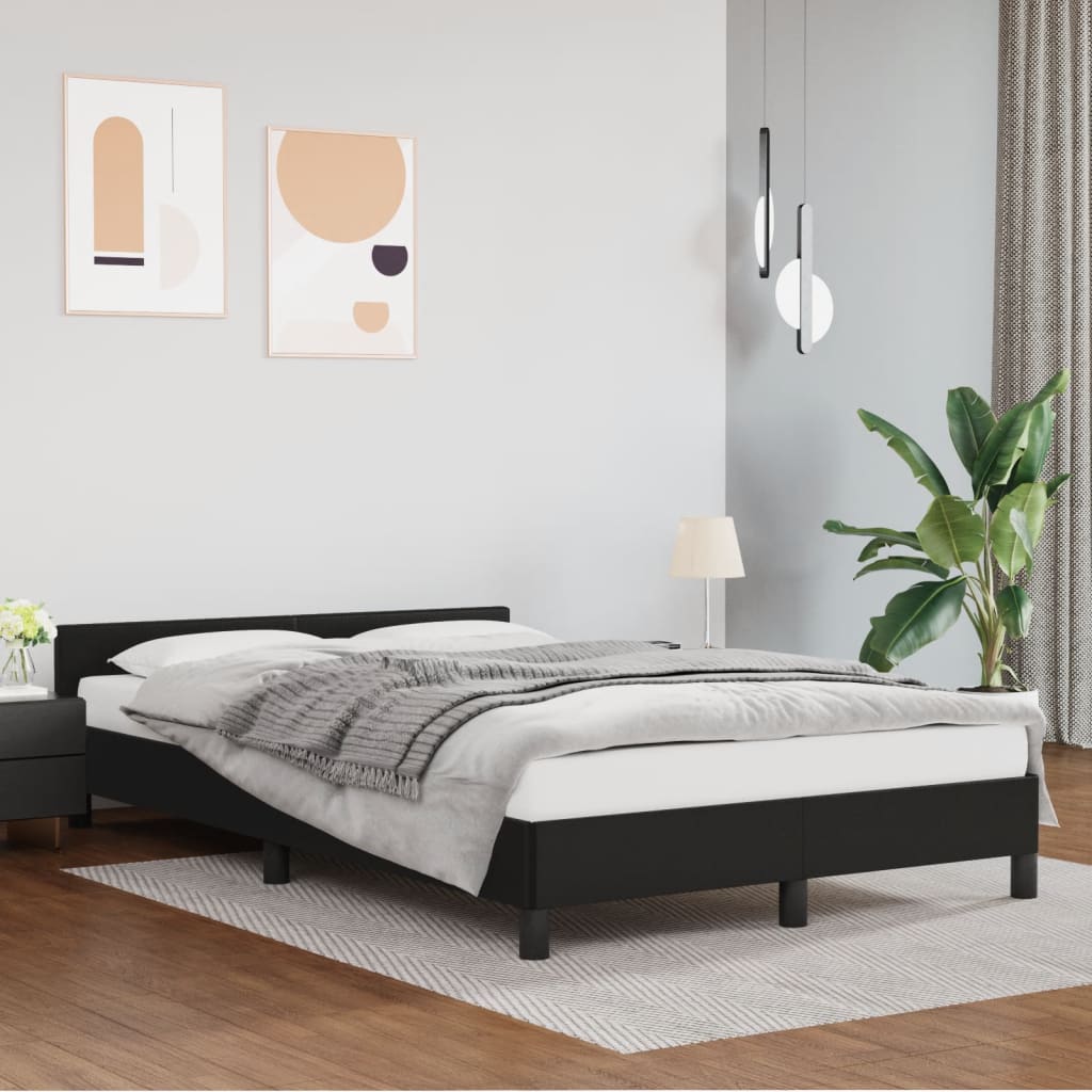 Schwarzes Kunstleder Bettgestell 120x190 cm