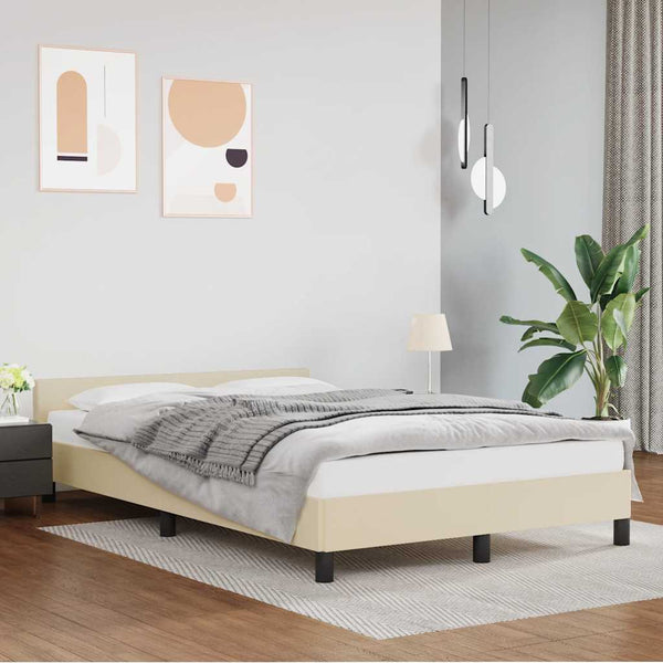 Bettgestell Creme 120x190 cm Kunstleder
