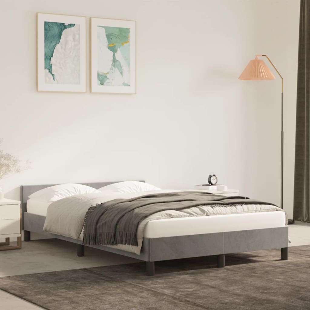 Bettgestell 120x190 cm Hellgrau Samt