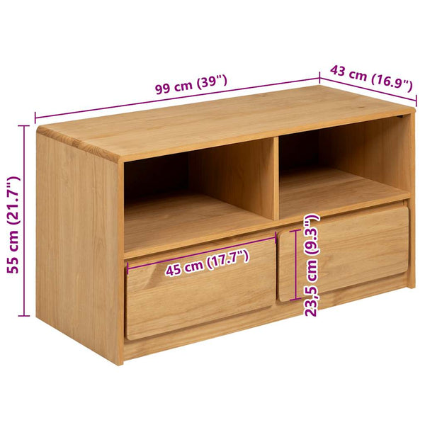 TV-Schrank Eiche Optik 99 cm Kiefer Massivholz