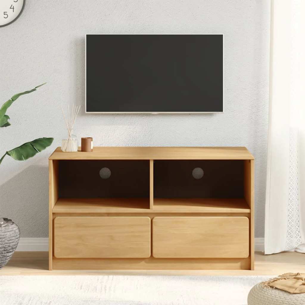 TV-Schrank Eiche Optik 99 cm Kiefer Massivholz