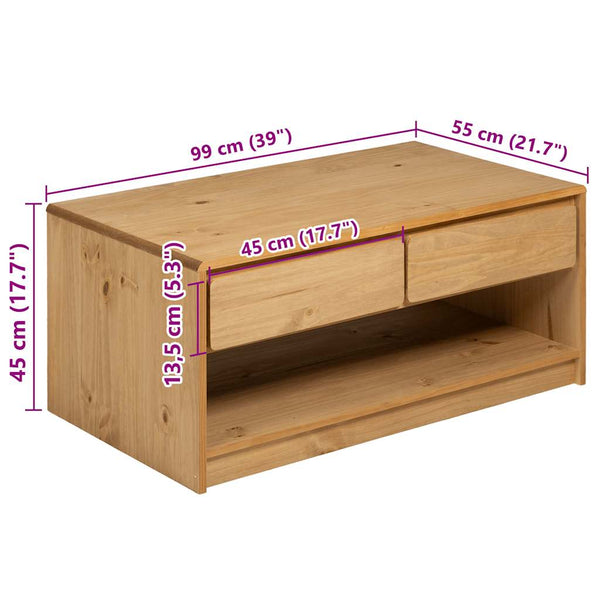 Couchtisch SAUDA Eiche Optik Kiefer Massivholz