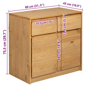 Sideboard Eiche Optik 80 cm Kiefernholz