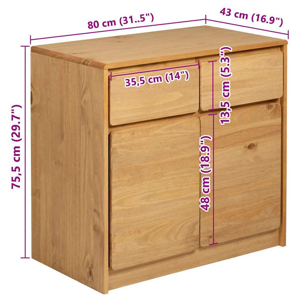 Sideboard Eiche Optik 80 cm Kiefernholz