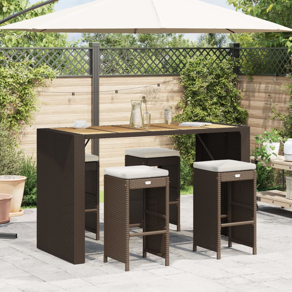 Garten Barhocker mit Kissen, 4er Set