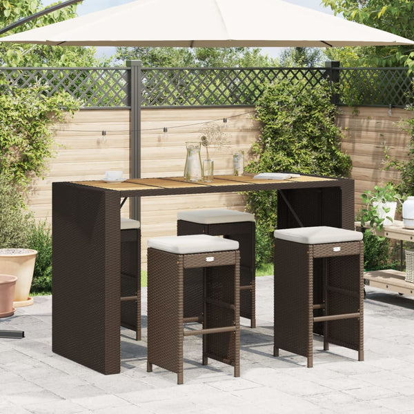 Garten Barhocker mit Kissen, 4er Set