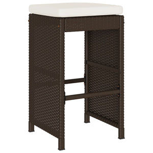 Garten Barhocker Braun Poly Rattan mit Kissen, 6er Set