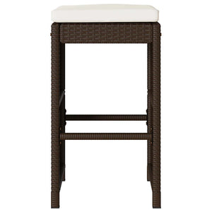 Garten Barhocker Braun Poly Rattan mit Kissen, 6er Set
