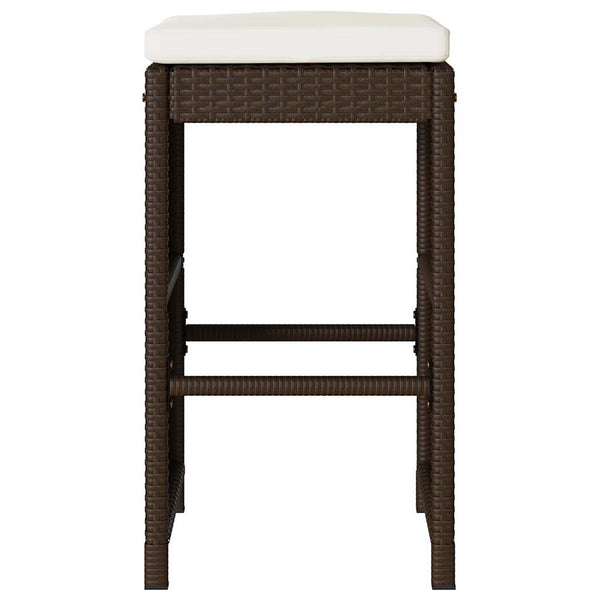 Garten Barhocker Braun Poly Rattan mit Kissen, 6er Set