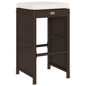 Garten Barhocker Braun Poly Rattan mit Kissen, 6er Set