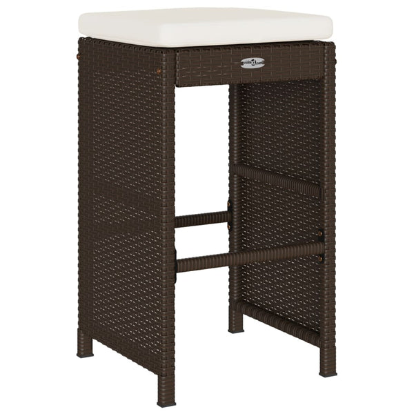 Garten Barhocker Braun Poly Rattan mit Kissen, 6er Set