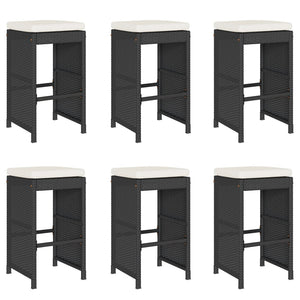 Garten Barhocker Set mit Kissen, 6 Stk, Schwarz