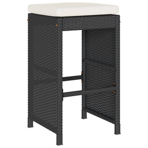 Garten Barhocker Set mit Kissen, 6 Stk, Schwarz