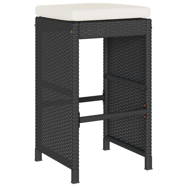 Garten Barhocker Set mit Kissen, 6 Stk, Schwarz