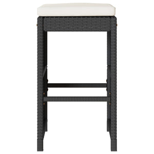 Garten Barhocker Set mit Kissen, 6 Stk, Schwarz
