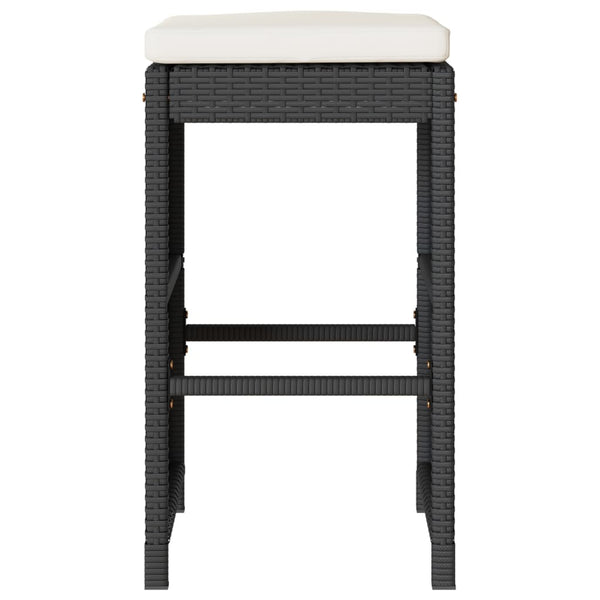 Garten Barhocker Set mit Kissen, 6 Stk, Schwarz